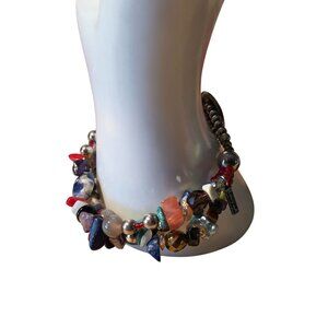 Paige Wallace Handmade Multi-Stone Beaded Bracelet With Buffalo Nickel Clasp